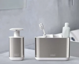 Toothbrush Holders-Joseph Joseph 2-piece Bathroom Sink Set Stainless-steel