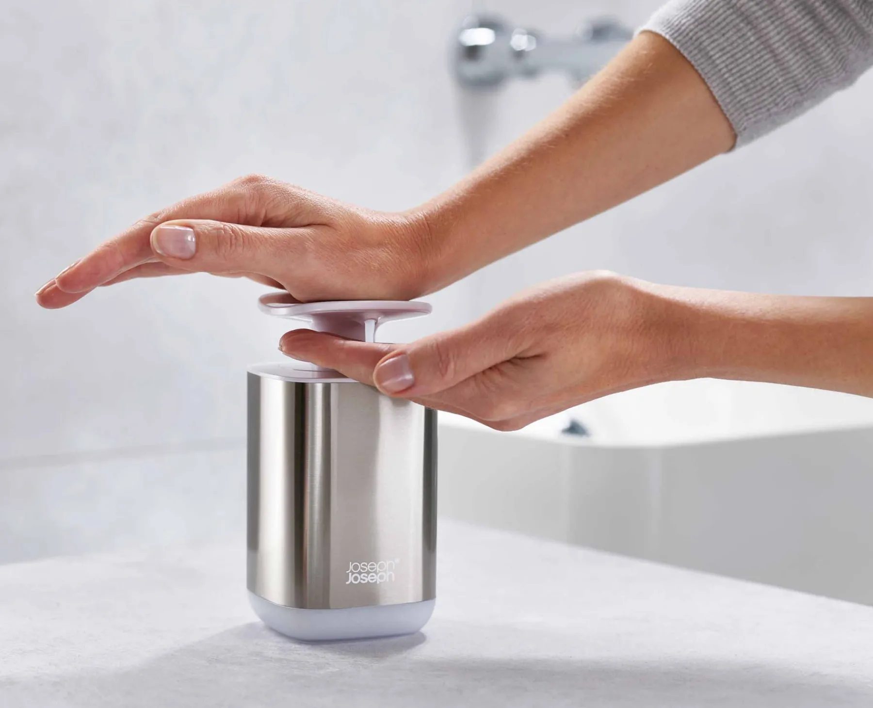 Toothbrush Holders-Joseph Joseph 2-piece Bathroom Sink Set Stainless-steel