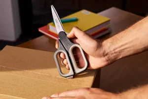 Knives, Knife Sets & Scissors-Joseph Joseph PlusCut™ Scissors with Integrated Box Cutter Gray