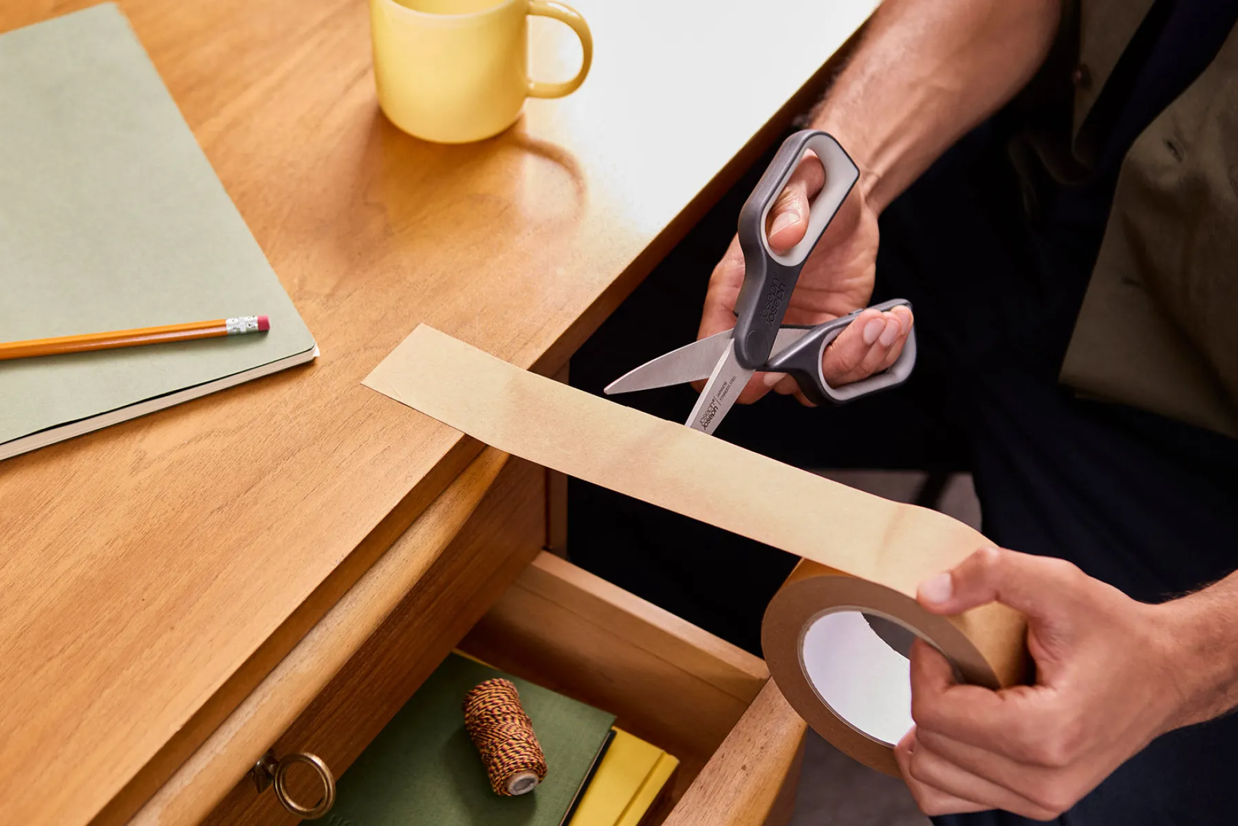 Knives, Knife Sets & Scissors-Joseph Joseph PlusCut™ Scissors with Integrated Box Cutter Gray