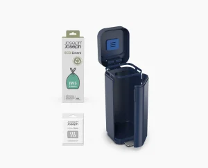 Trash Cans-Joseph Joseph Porta™ 40L Easy-empty Step Trash Can Starter Set Blue