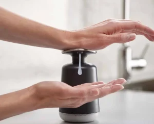 Soap Dishes & Dispensers-Joseph Joseph Presto™ Hygienic Soap Dispenser Gray
