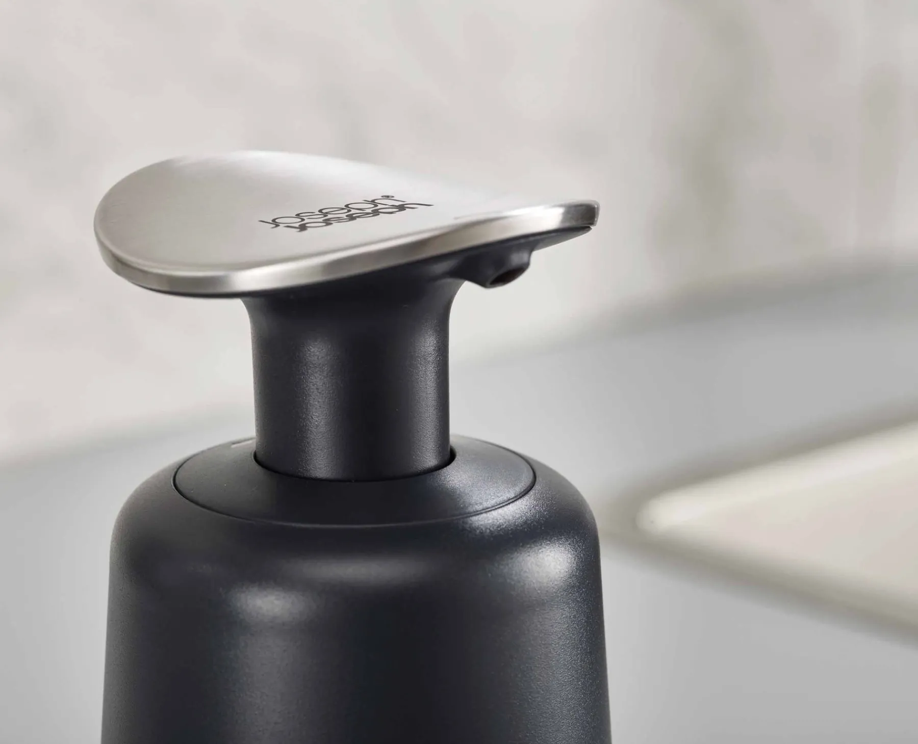 Soap Dishes & Dispensers-Joseph Joseph Presto™ Hygienic Soap Dispenser Gray