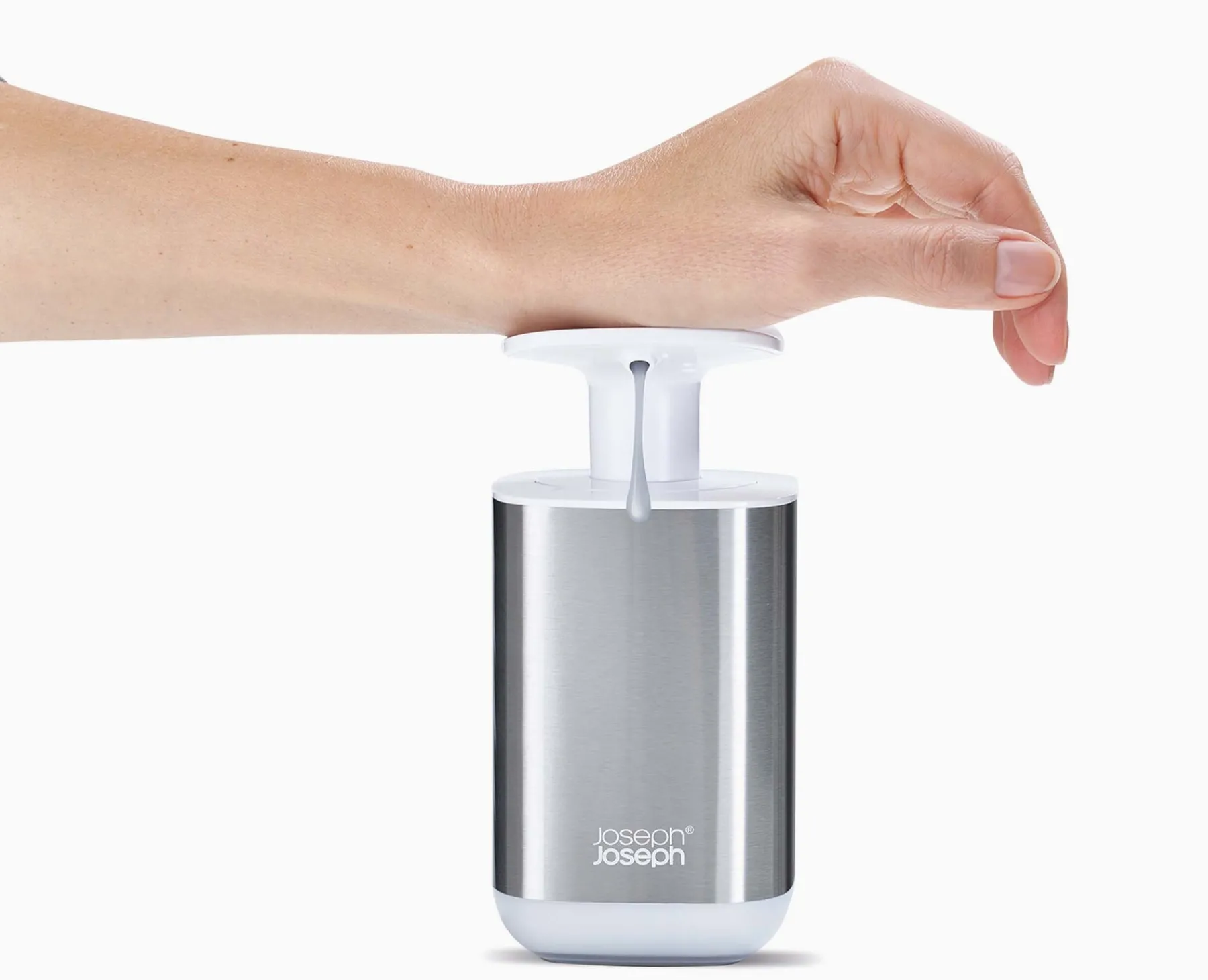 Soap Dishes & Dispensers-Joseph Joseph Presto™ Hygienic Soap Dispenser Stainless-steel
