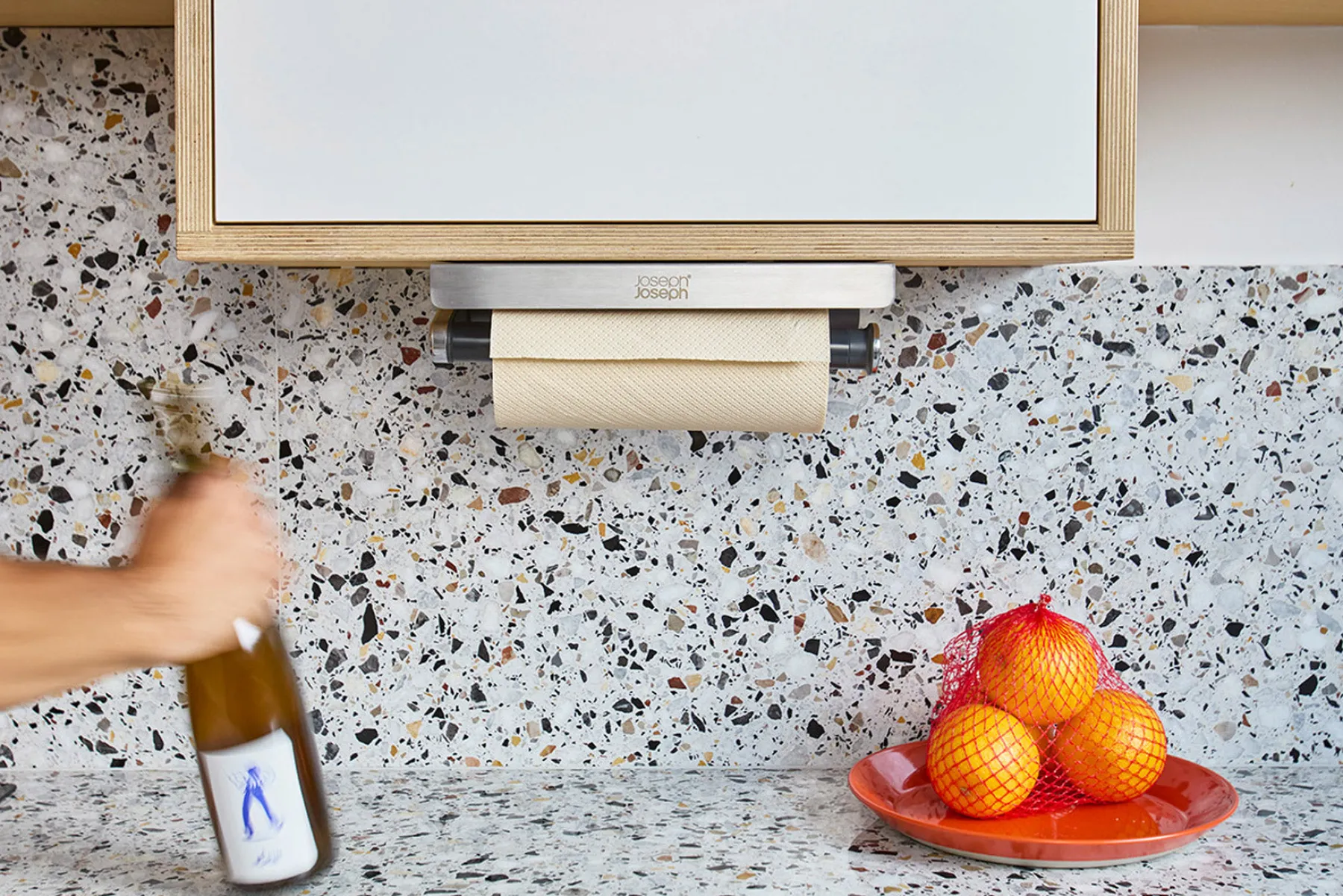 Kitchen Countertop Organizers-Joseph Joseph RollGrip™ Under-Shelf Paper Towel Holder Stainless-steel