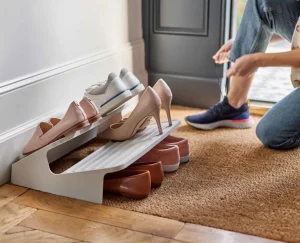 Shoe Racks-Joseph Joseph Shoe-In™ Large Space-saving Shoe Rack Ecru
