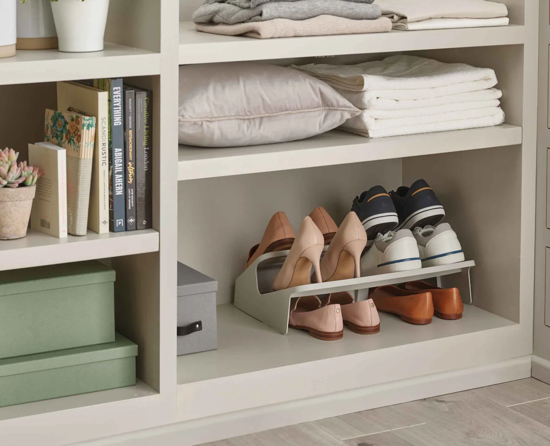 Shoe Racks-Joseph Joseph Shoe-In™ Large Space-saving Shoe Rack Ecru