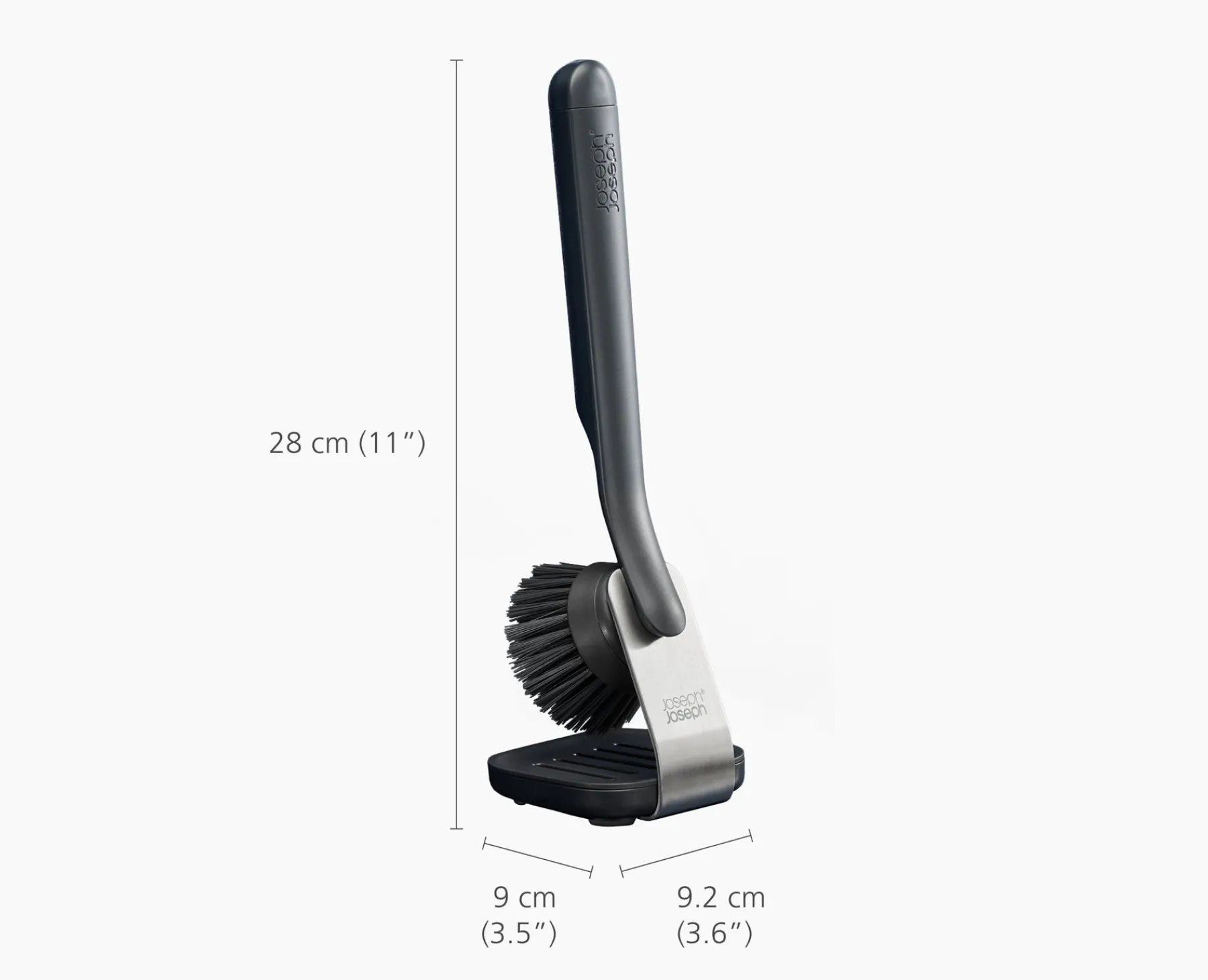 Dish Brushes & Scrubbers-Joseph Joseph SinkTech™ Dish Brush with Steel Stand Gray