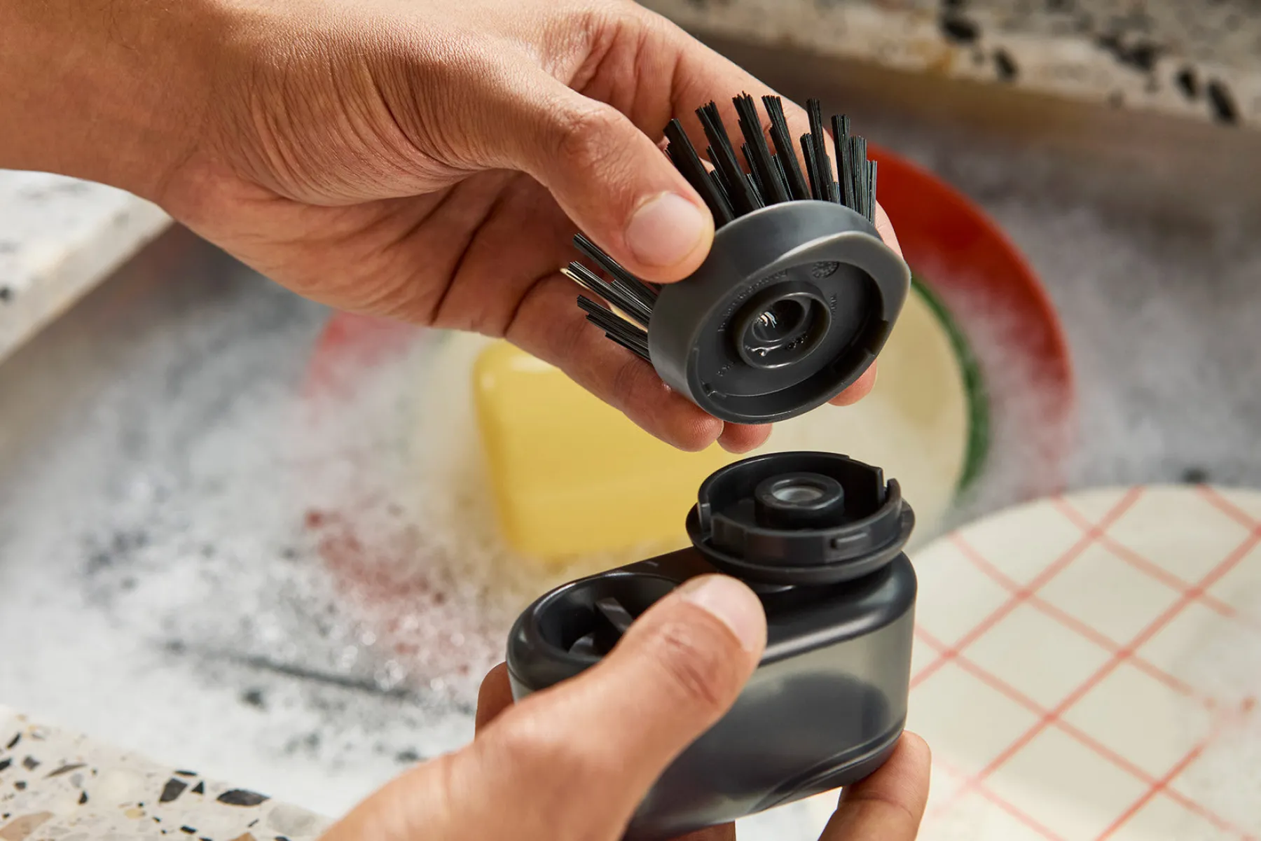 Dish Brushes & Scrubbers-Joseph Joseph SinkTech™ 2-Piece Dish Brush Heads Gray