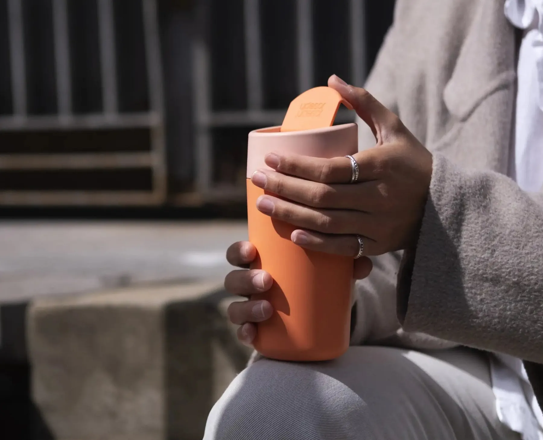 Lunch Boxes & Containers-Joseph Joseph Sipp™ Travel Mug Large with Hygienic Lid 454ml Coral