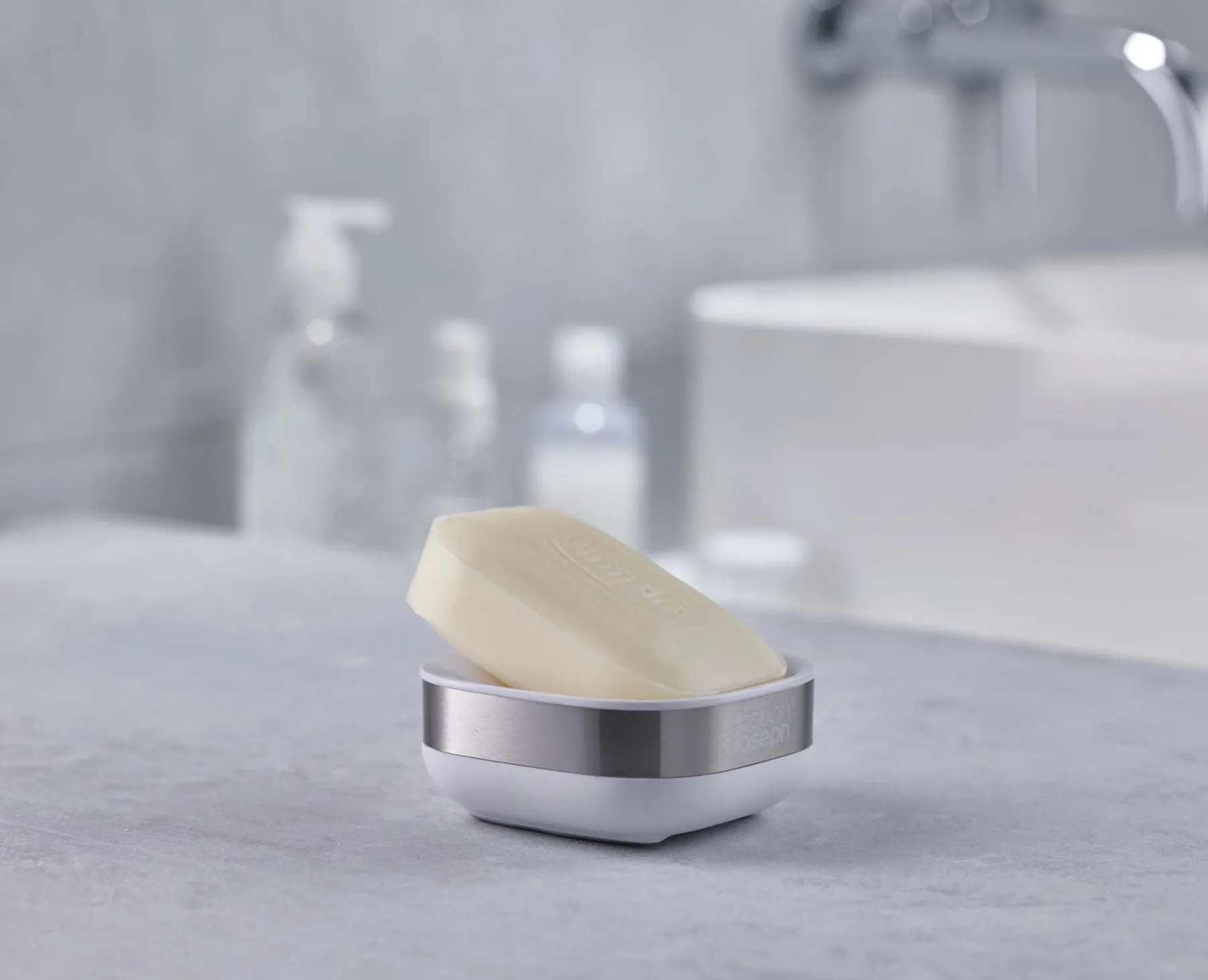 Soap Dishes & Dispensers-Joseph Joseph Slim™ Compact Soap Dish Stainless-steel
