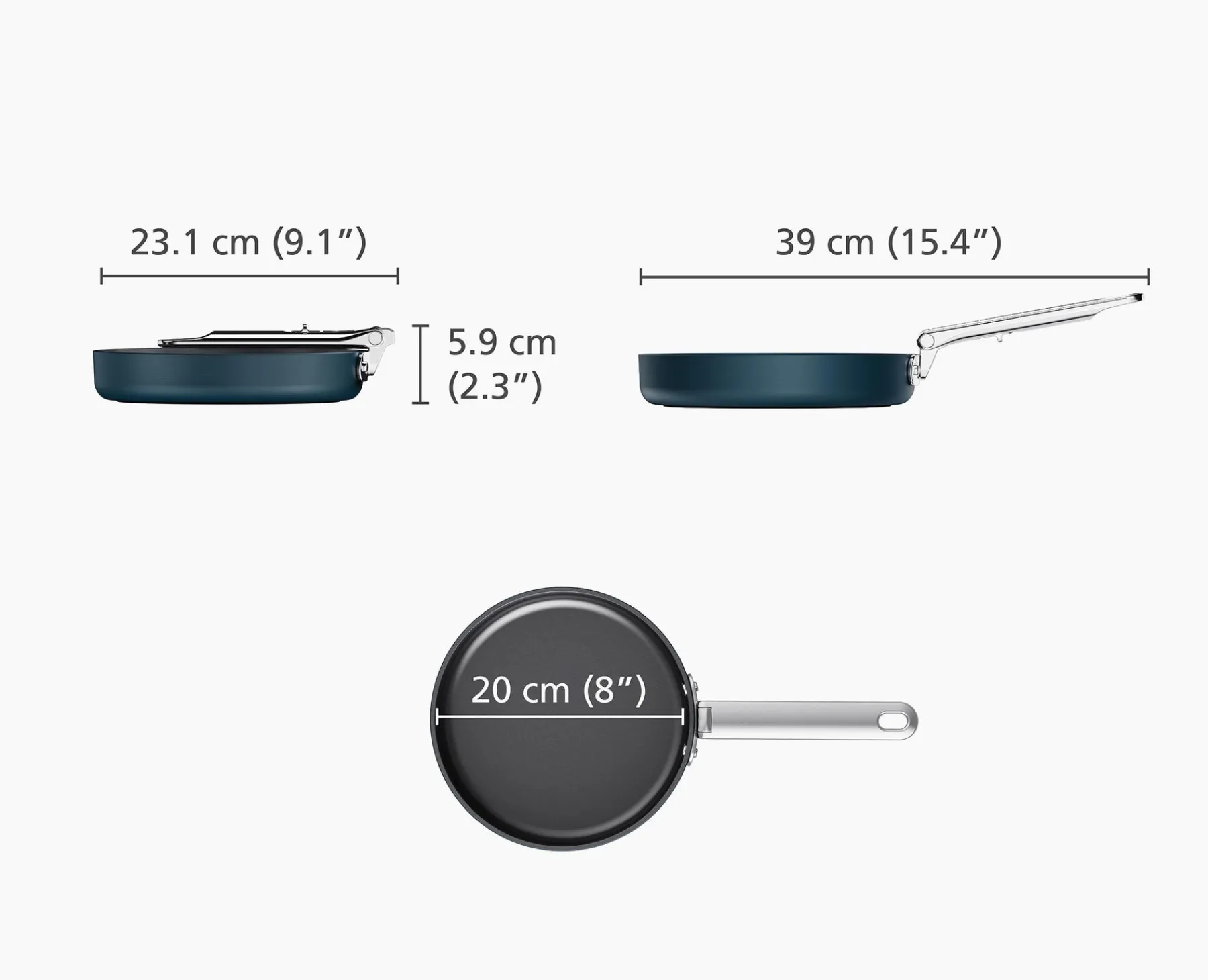Pots & Pans-Joseph Joseph Space Folding Handle Ceramic Non-stick 8" Frying Pan Blue
