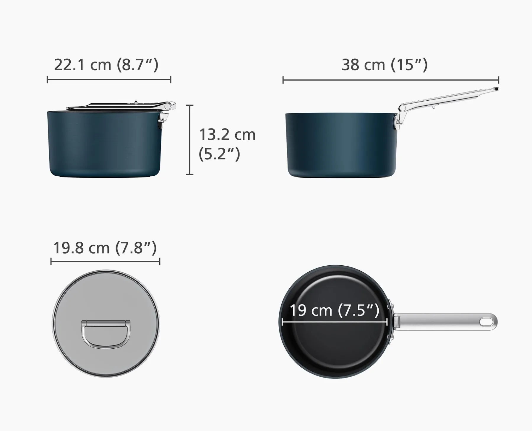 Pots & Pans-Joseph Joseph Space Folding Handle Ceramic Non-stick 2.9 Qt. Saucepan & Lid Blue