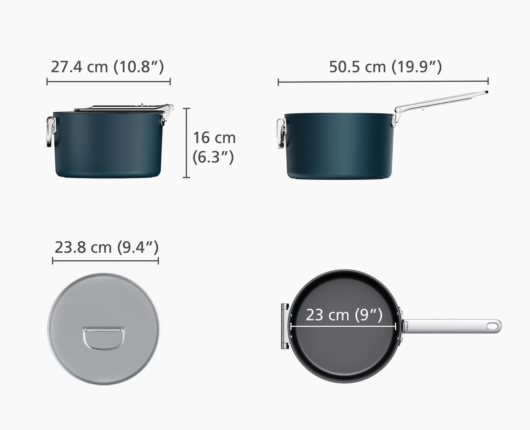 Pots & Pans-Joseph Joseph Space Folding Handle Ceramic Non-stick 5.4 Qt. Saucepan & Lid Blue
