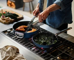 Pots & Pans-Joseph Joseph Space Folding Handle Ceramic Non-stick 3.8 Qt. Sauté Pan Blue