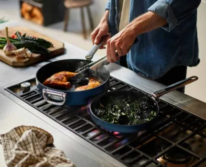 Pots & Pans-Joseph Joseph Space Folding Handle Ceramic Non-stick 4.4 Qt. Sauté Pan Blue