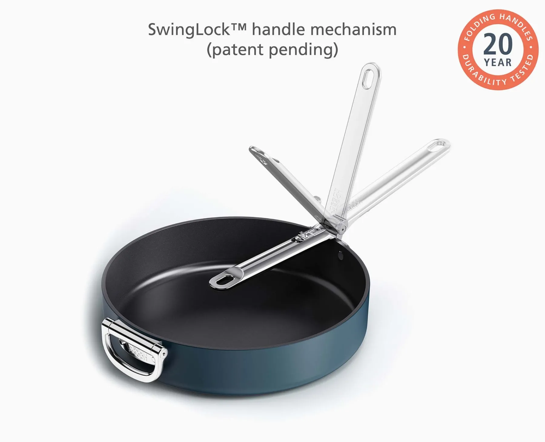 Pots & Pans-Joseph Joseph Space Folding Handle Ceramic Non-stick 4.4 Qt. Sauté Pan Blue