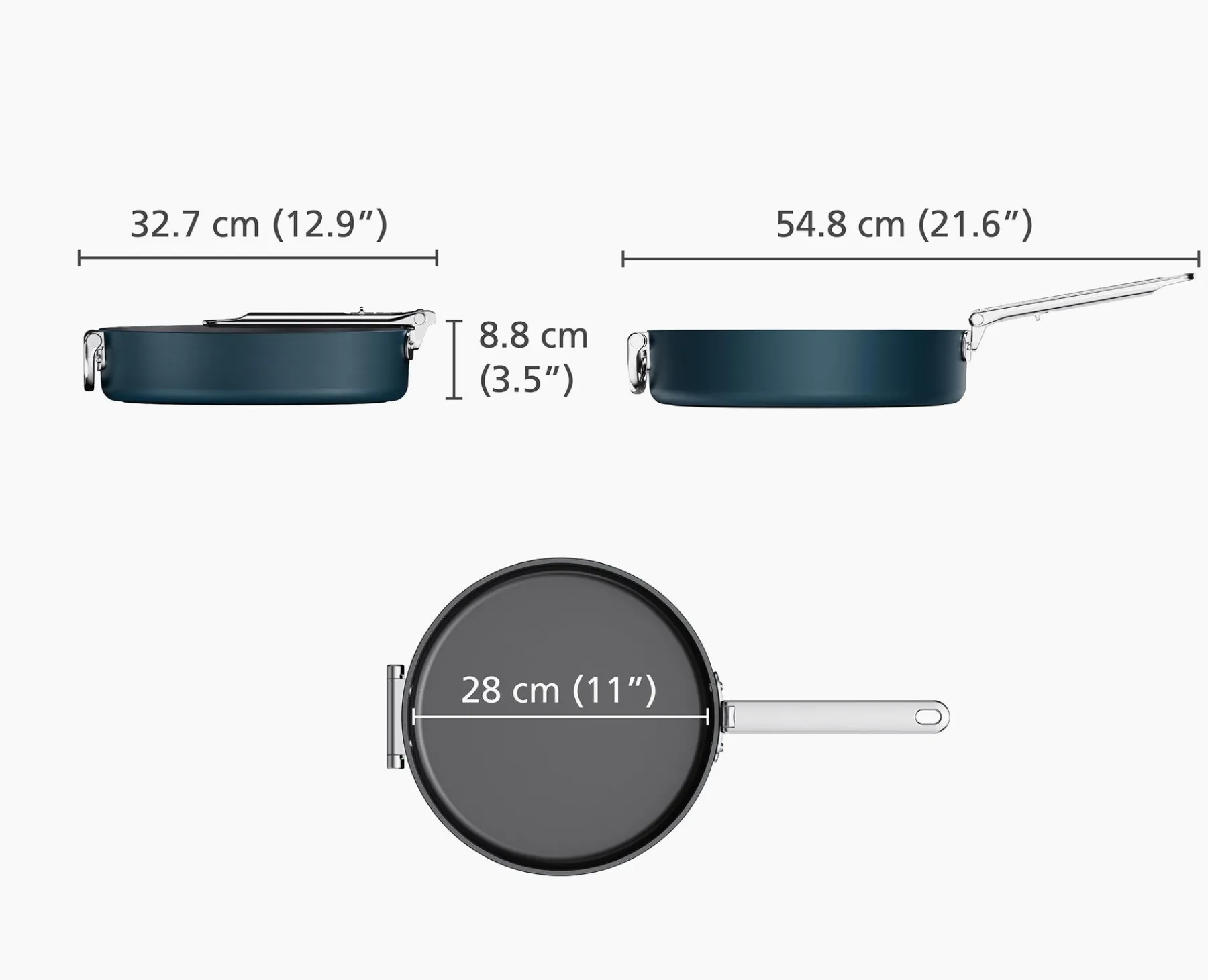 Pots & Pans-Joseph Joseph Space Folding Handle Ceramic Non-stick 3.8 Qt. Sauté Pan Blue