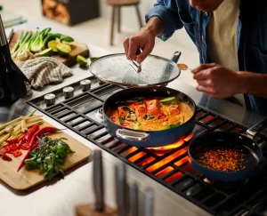 Pots & Pans-Joseph Joseph Space Folding Handle Ceramic Non-stick 3.5 Qt. Sauté Pan & Lid Blue