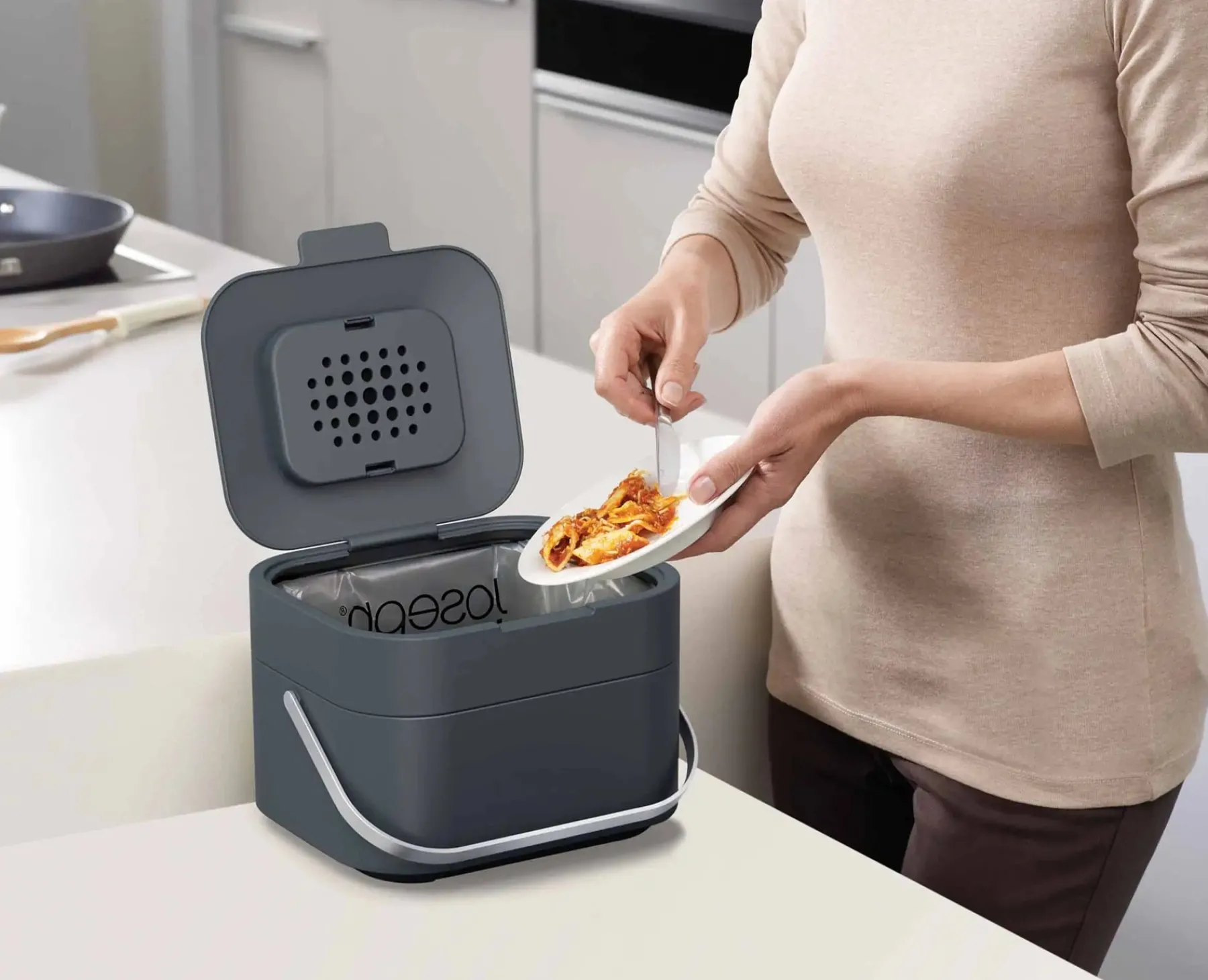 Food Waste Caddies-Joseph Joseph Stack 4L Food Waste Caddy Gray