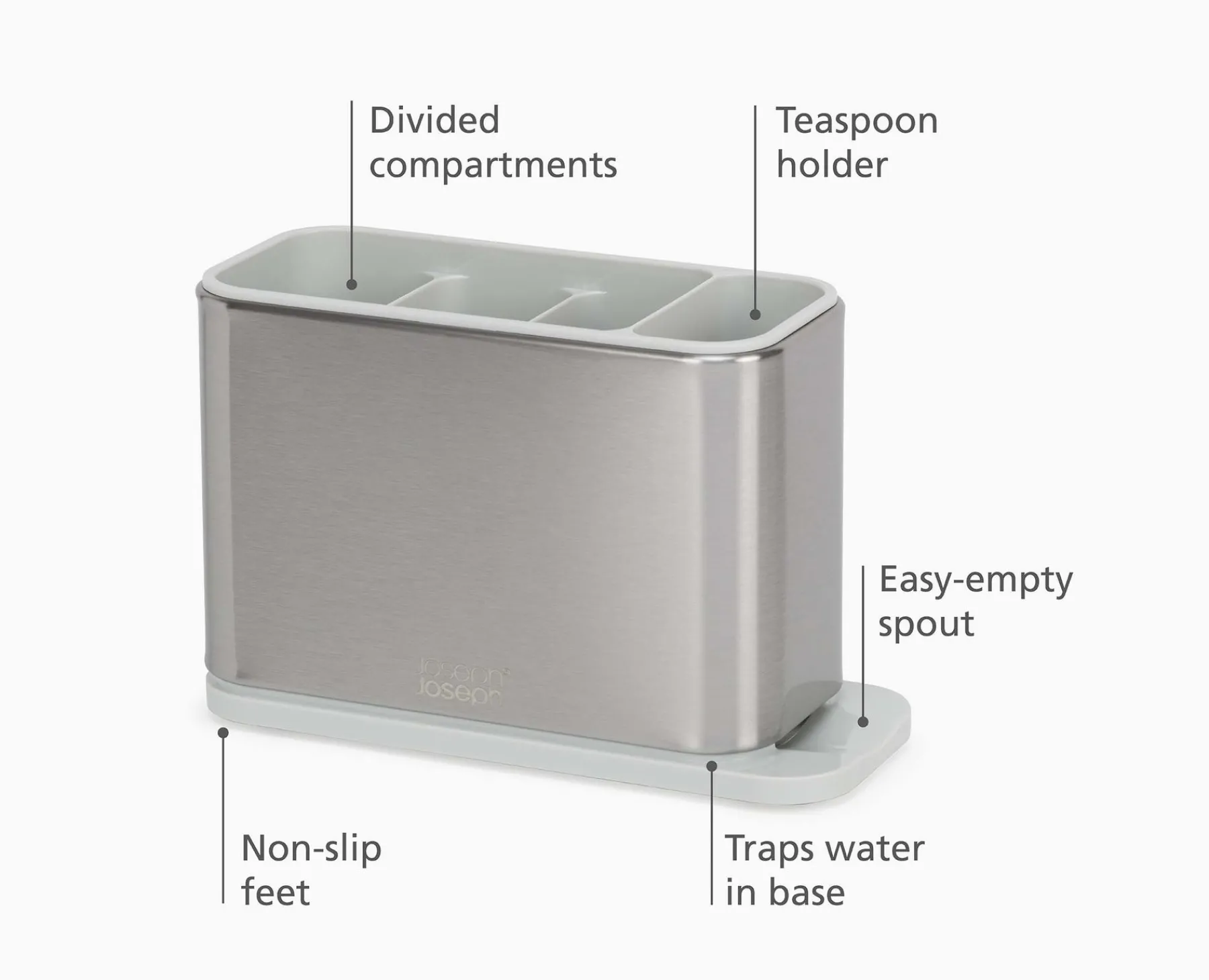 Dish Racks & Drainers-Joseph Joseph Surface™ Stainless-steel Cutlery Drainer Stone
