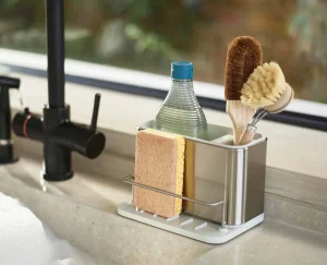 Sink Caddies & Accessories-Joseph Joseph Surface™ Stainless-steel Sink Caddy Stone