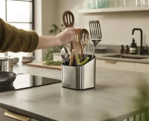 Kitchen Countertop Organizers-Joseph Joseph Surface™ Tiered Utensil Pot Stainless-steel