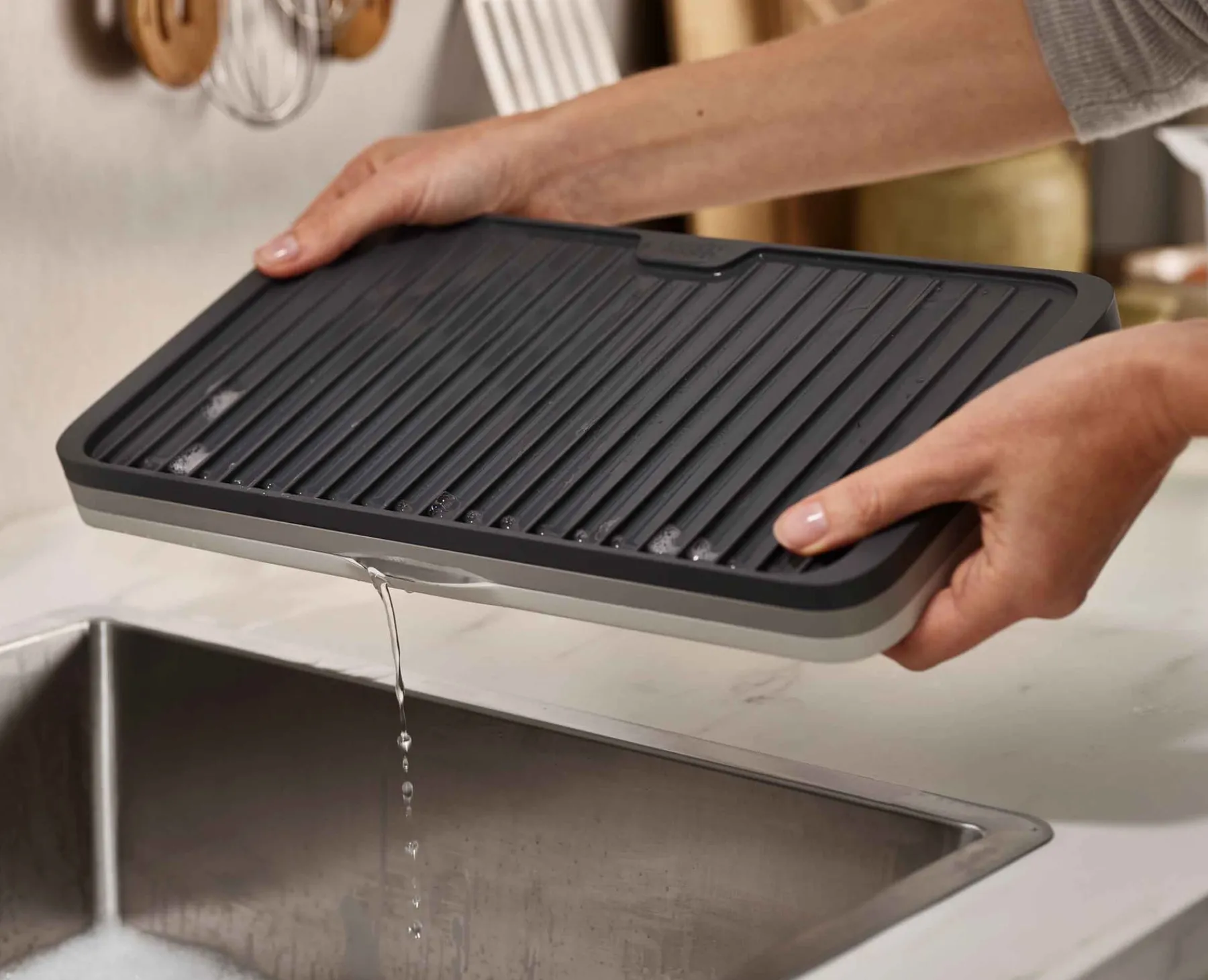 Dish Racks & Drainers-Joseph Joseph Tier™ Expandable Draining Board Gray