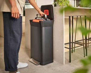Trash Cans-Joseph Joseph Titan 30L Trash Compactor Black