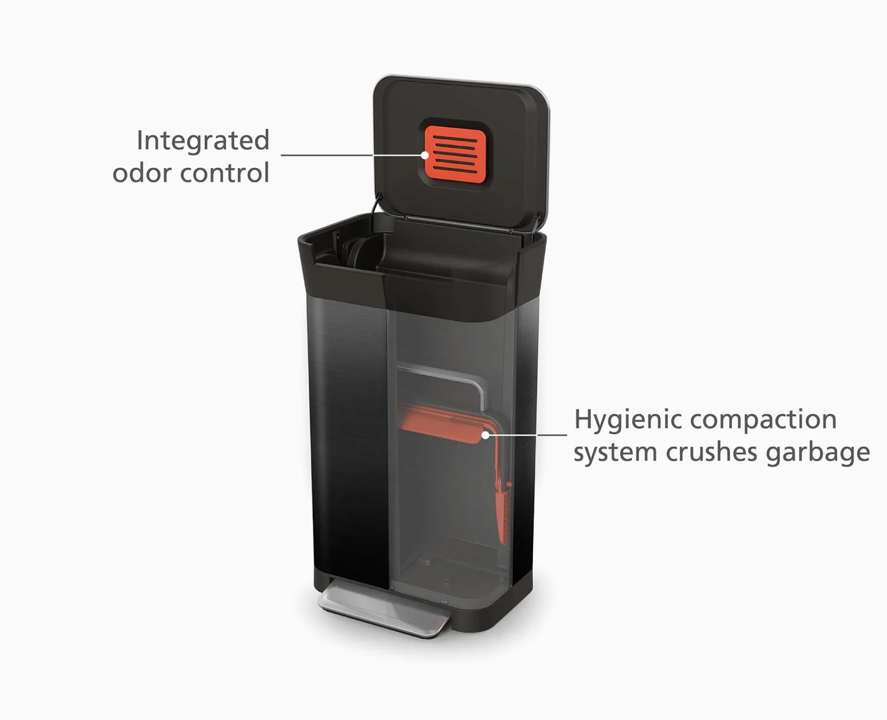 Trash Cans-Joseph Joseph Titan 30L Trash Compactor Black