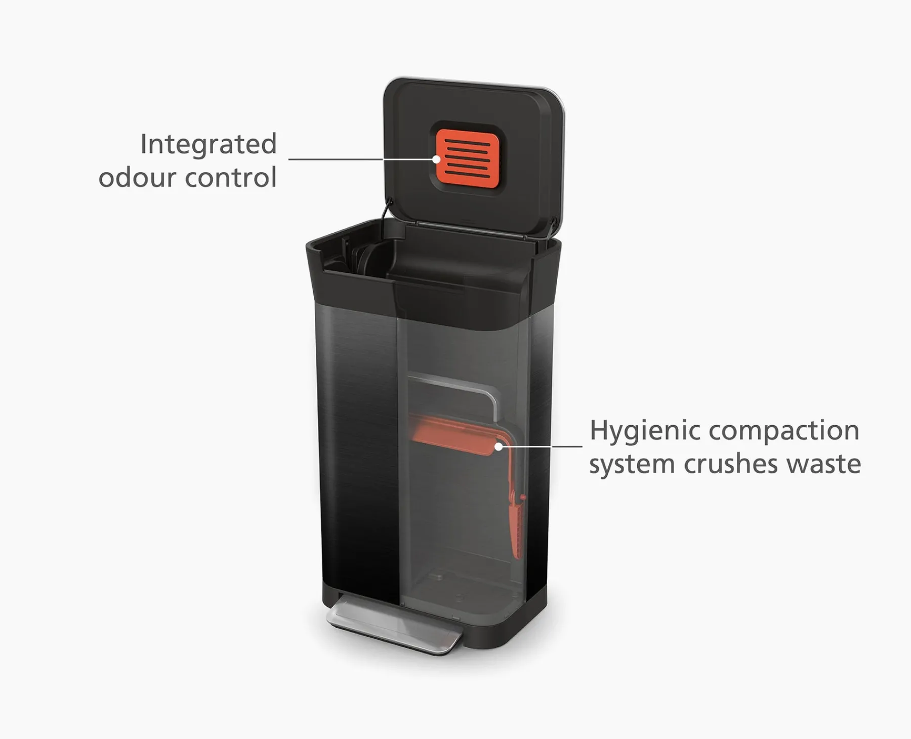 Trash Cans-Joseph Joseph Titan 30L Trash Compactor Starter Set Black