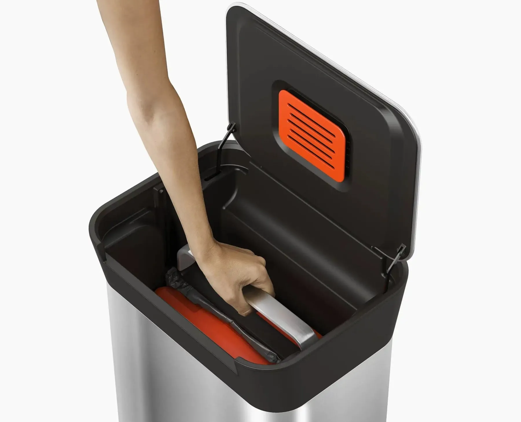 Trash Cans-Joseph Joseph Titan 30L Trash Compactor Stainless-steel