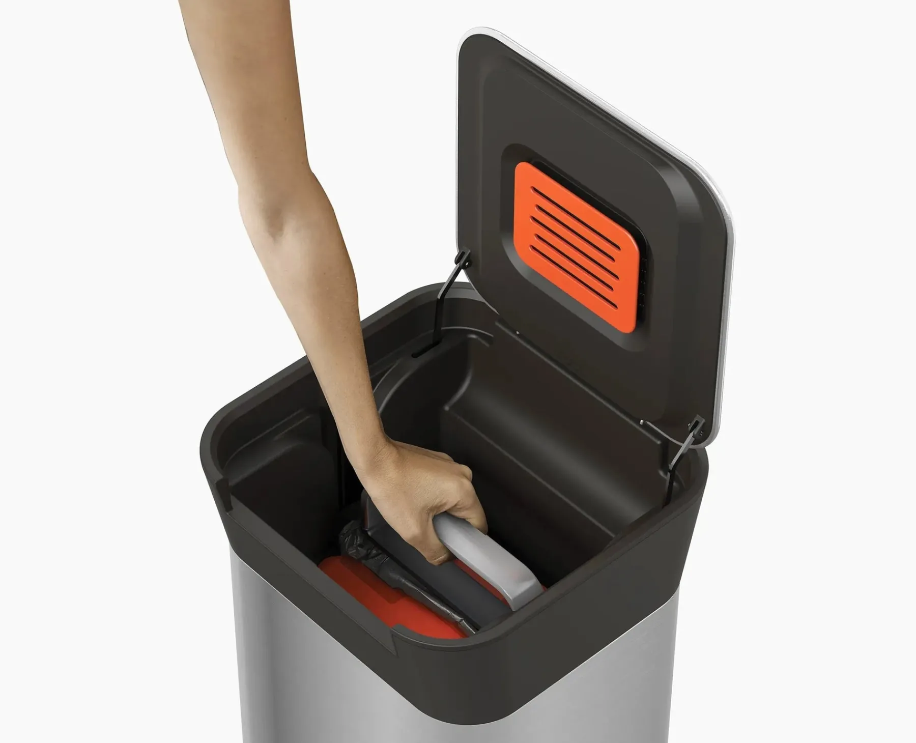 Trash Cans-Joseph Joseph Titan 20L Trash Compactor Stainless-steel