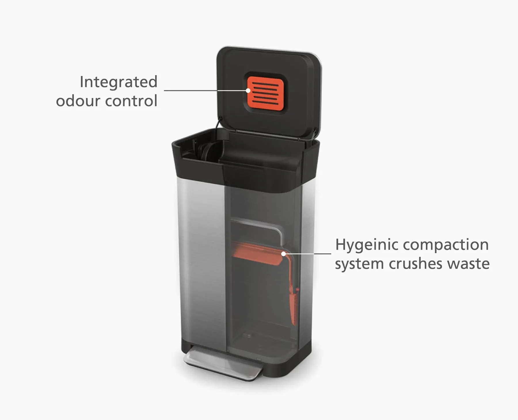 Trash Cans-Joseph Joseph Titan 30L Trash Compactor Starter Set Stainless-steel