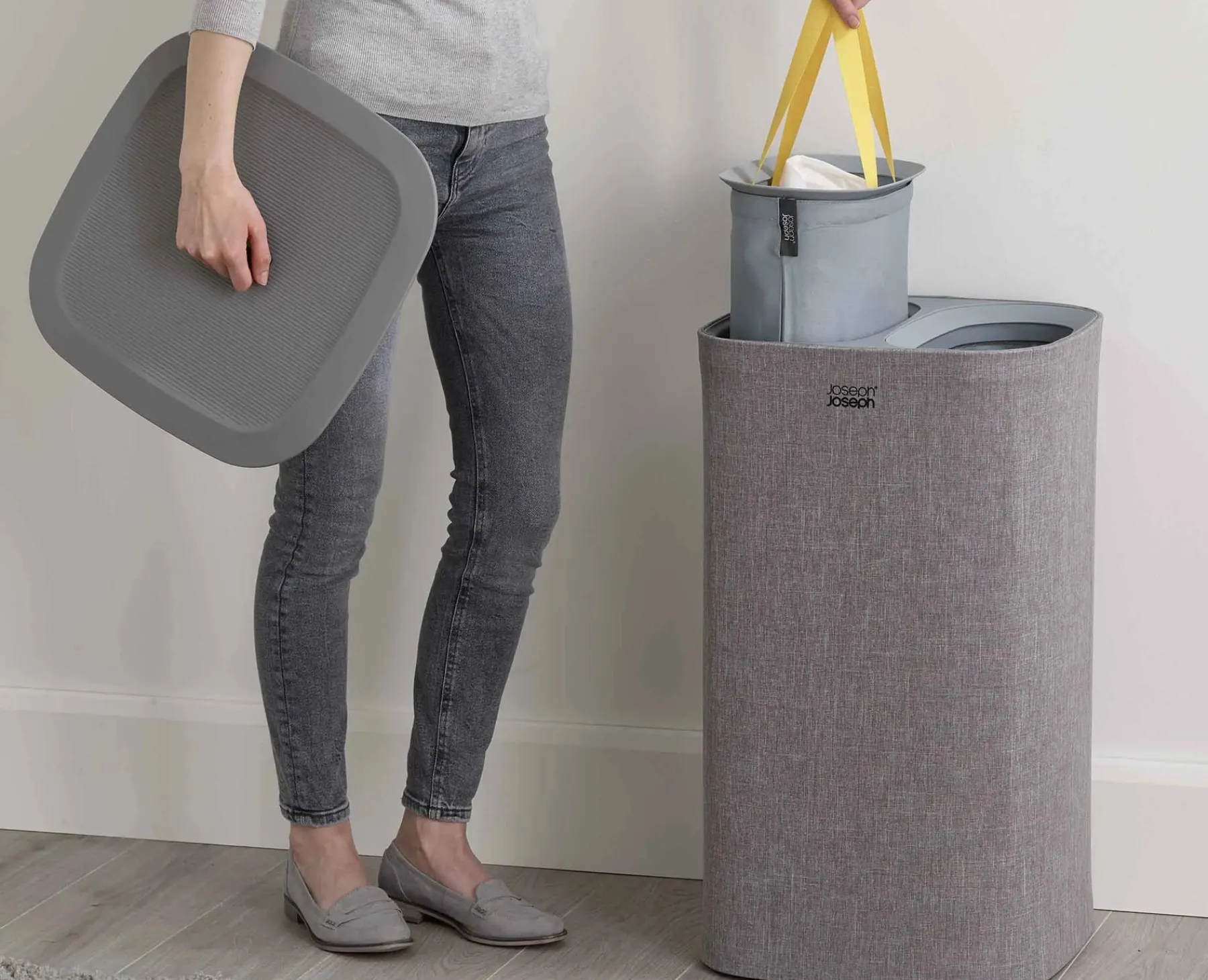 Laundry Baskets-Joseph Joseph Tota 60L Laundry Separation Basket Gray
