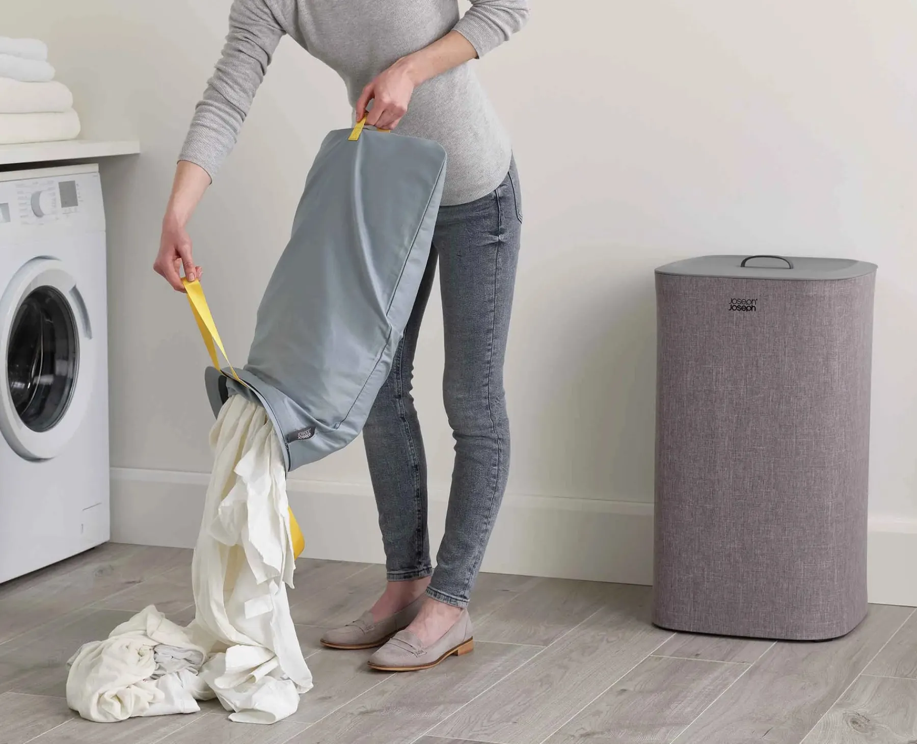 Laundry Baskets-Joseph Joseph Tota 60L Laundry Separation Basket Gray