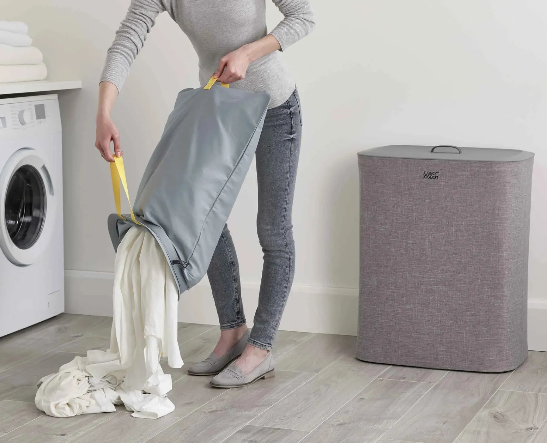 Laundry Baskets-Joseph Joseph Tota 90L Laundry Separation Basket Gray