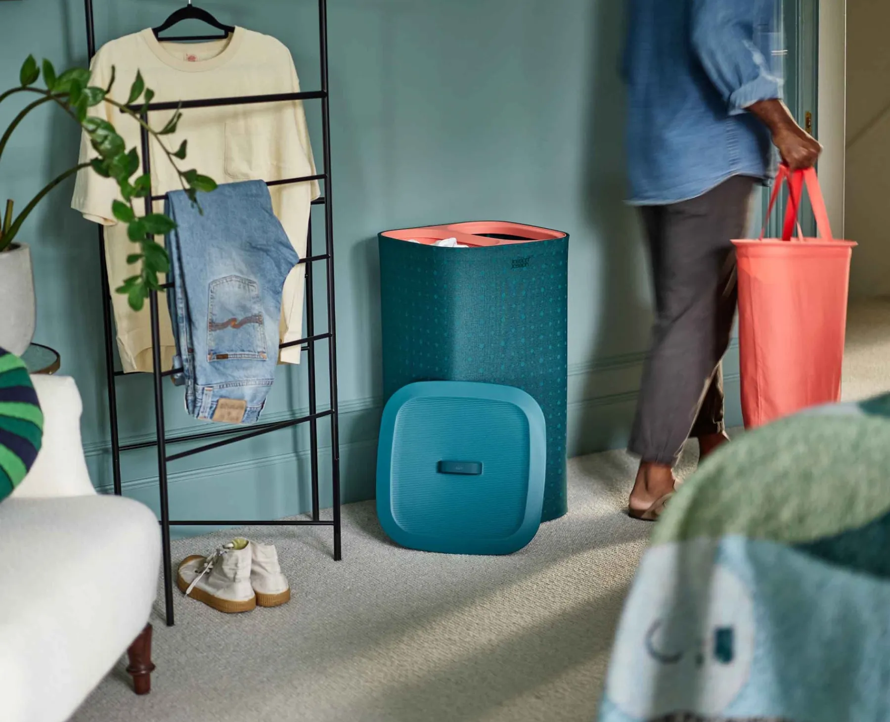 Laundry Baskets-Joseph Joseph Tota Pop 60L Laundry Separation Basket Green