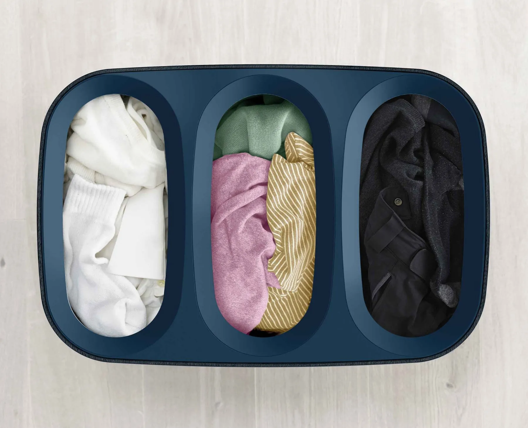 Laundry Baskets-Joseph Joseph Tota Trio 90L Laundry Separation Basket Black