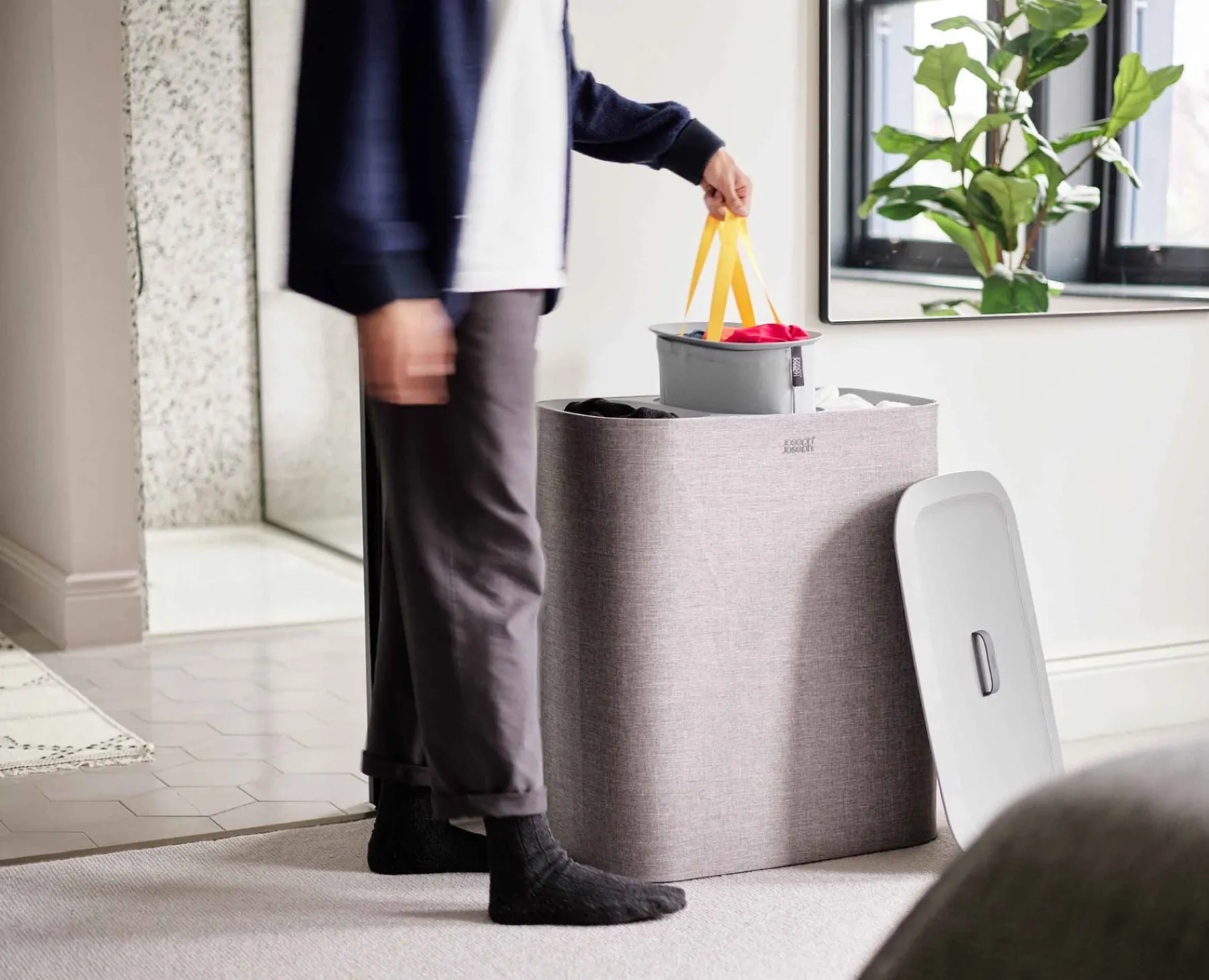 Laundry Baskets-Joseph Joseph Tota Trio 90L Laundry Separation Basket Gray