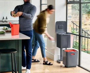 Trash Cans-Joseph Joseph Totem Compact 40L Waste & Recycling Bin Gray