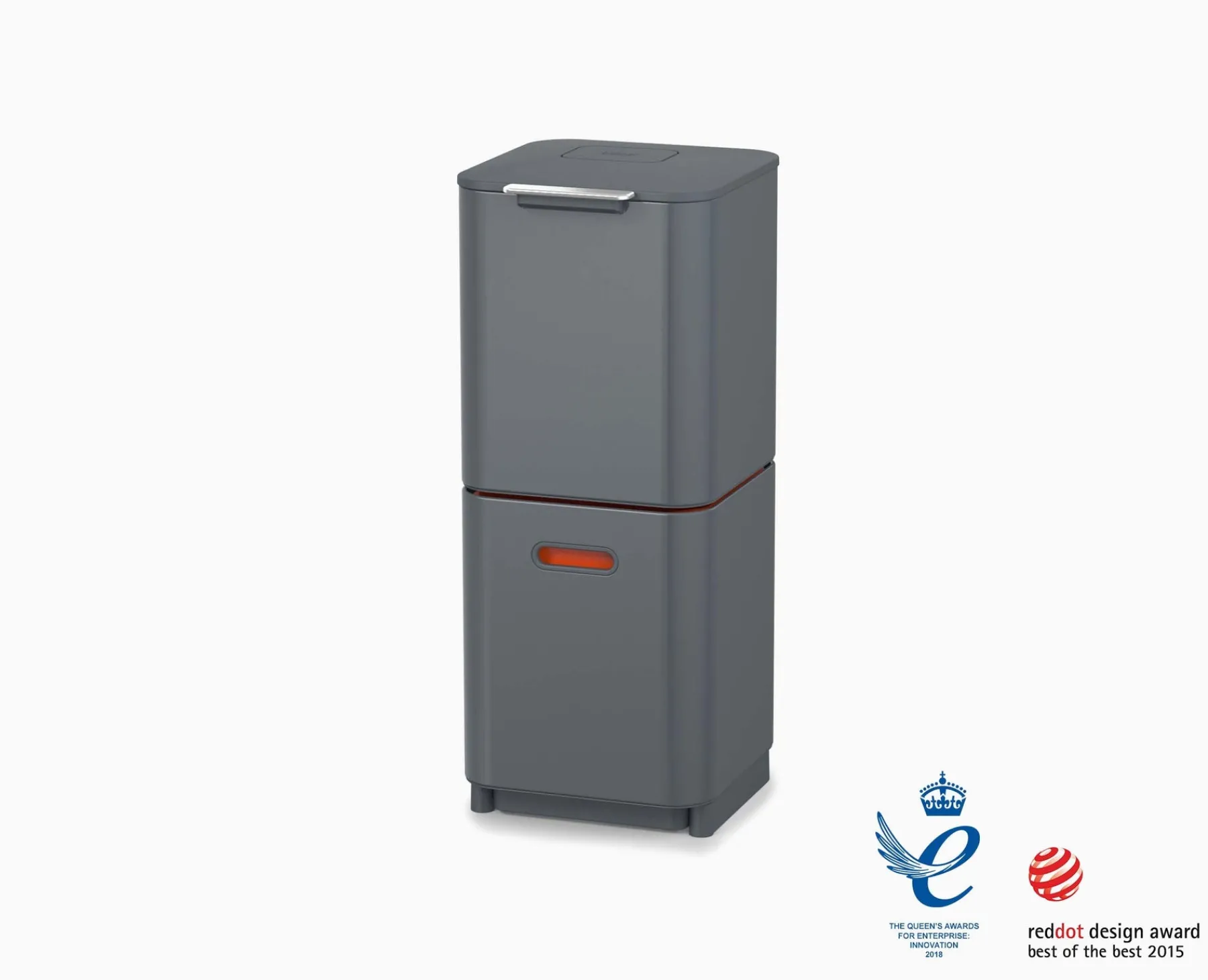 Trash Cans-Joseph Joseph Totem Compact 40L Waste & Recycling Bin Gray