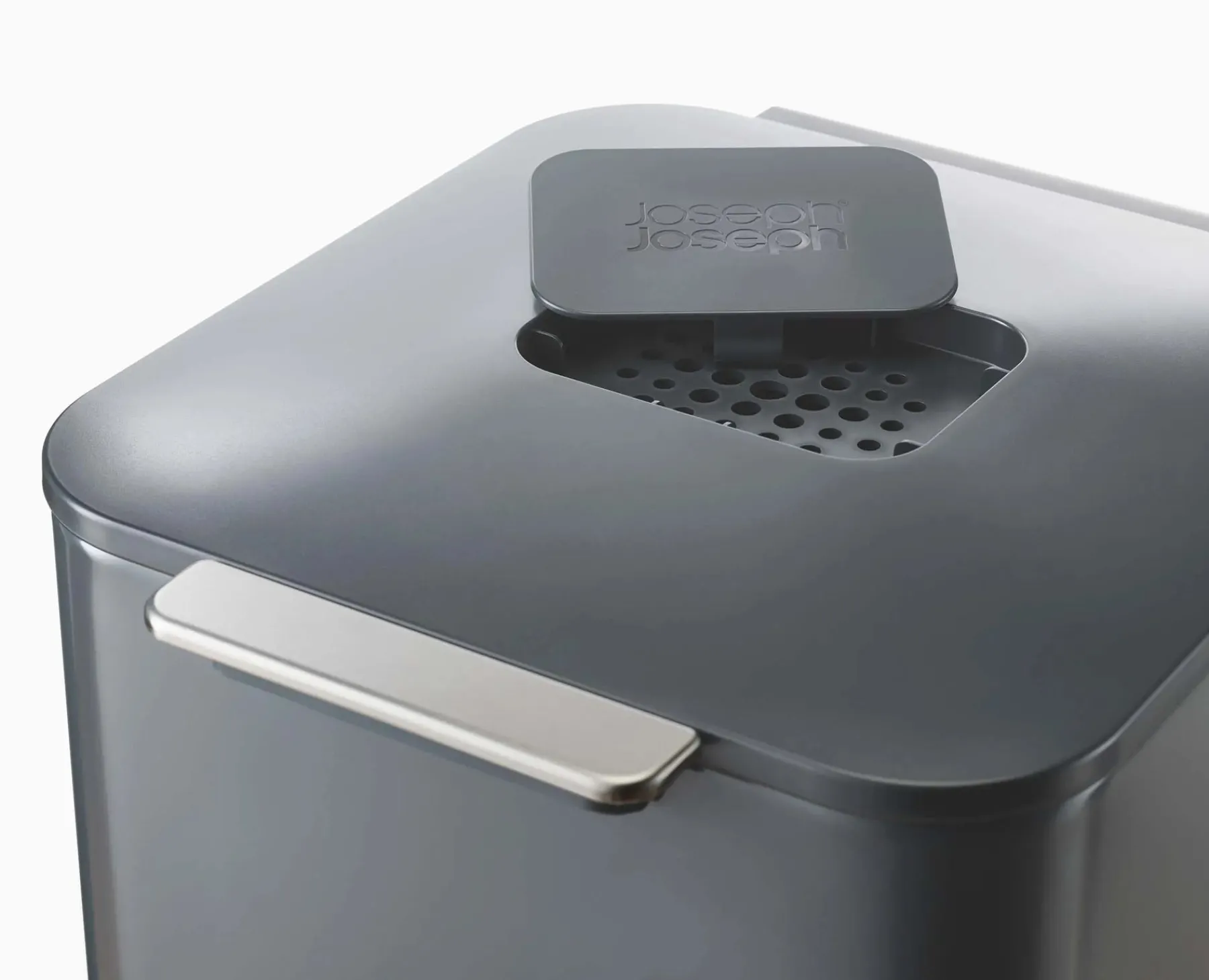 Trash Cans-Joseph Joseph Totem Compact 40L Waste & Recycling Bin Gray