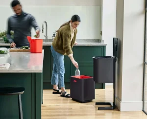 Trash Cans-Joseph Joseph Totem Max 60L Waste & Recycling Bin Black