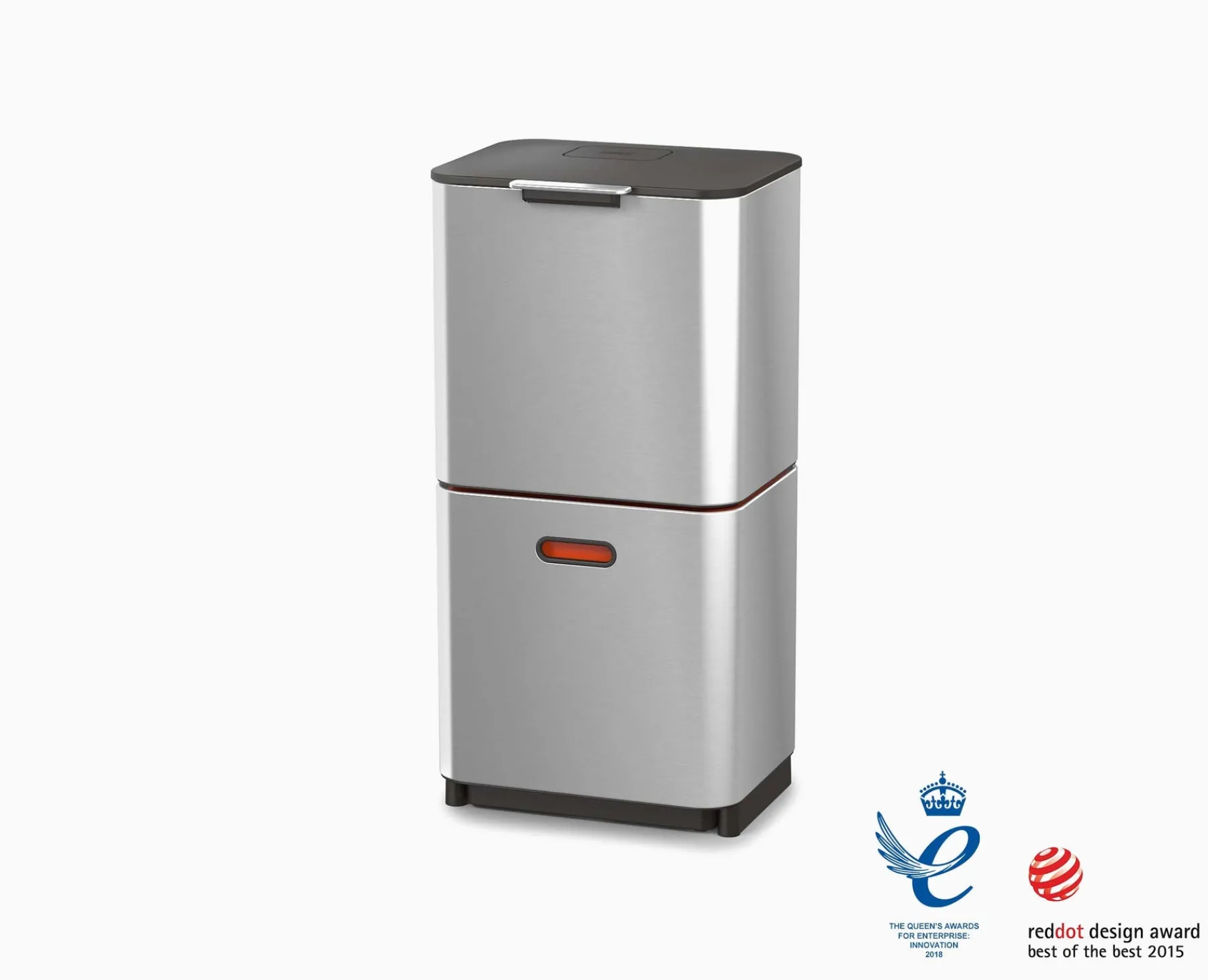 Trash Cans-Joseph Joseph Totem Max 60L Waste & Recycling Bin Stainless-steel
