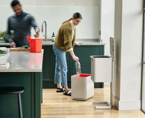 Trash Cans-Joseph Joseph Totem Max 60L Waste & Recycling Bin Stone