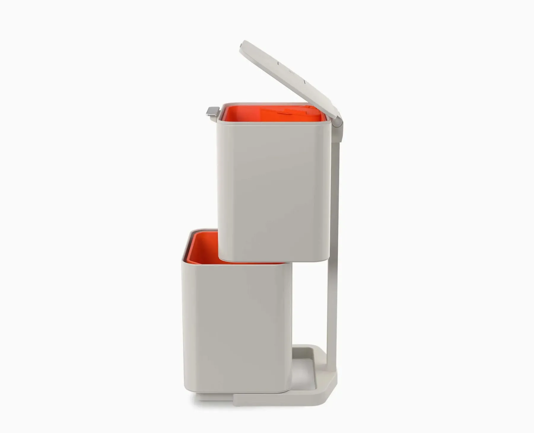 Dual Compartment Trash Cans-Joseph Joseph Totem Max 60L Waste & Recycling Trash Can Starter Set Stone