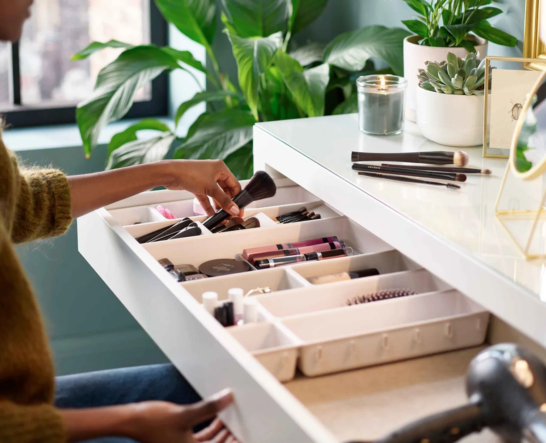 Make-Up Organizers | Make-Up Storage-Joseph Joseph Viva 12-piece Makeup Drawer Organizer Set Shell