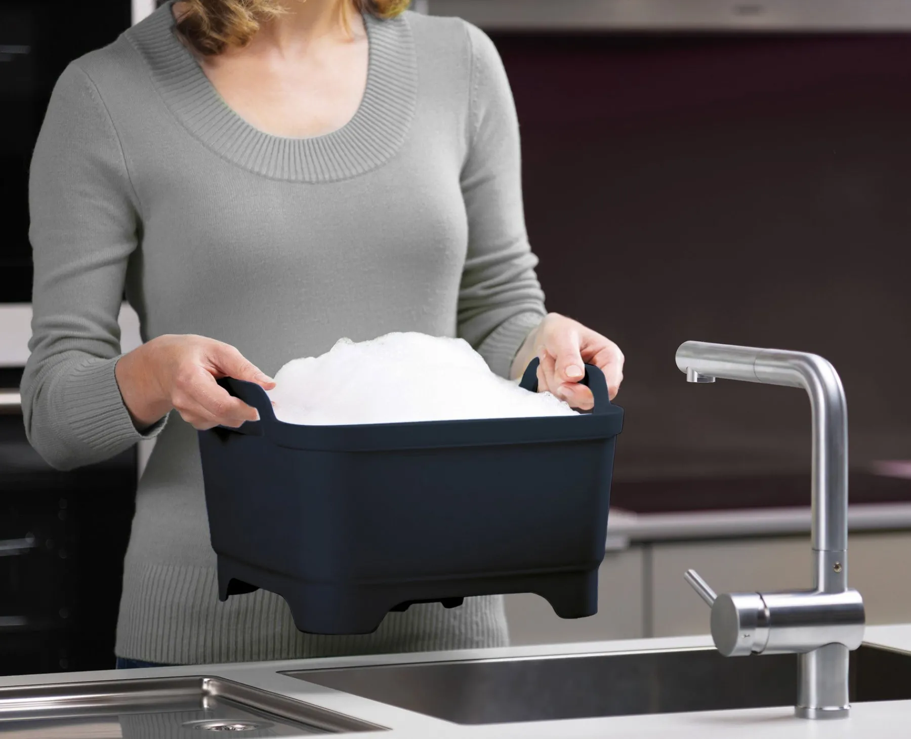 Sink & Washing Up Bowls-Joseph Joseph Wash&Drain™ Washing-up Bowl Gray