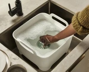 Sink & Washing Up Bowls-Joseph Joseph Wash&Drain™ Stone Green Washing-up Bowl Stone/Green
